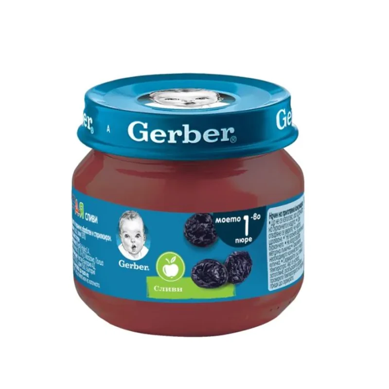 Gerber Храна за бебета Пюре от сливи моето 1-во пюре, 80g, бурканче