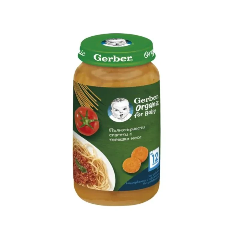 Gerber Organic for baby Храна за бебета Пюре от Спагети с телешко, от 12-тия месец, 250g