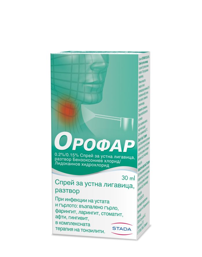 Орофар спрей при болки и инфекции в гърлото и устата 30мл