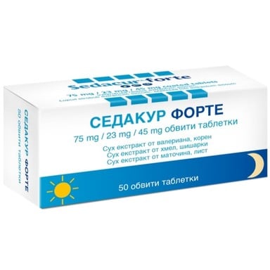 Седакур форте таблетки при безсъние и стрес х50