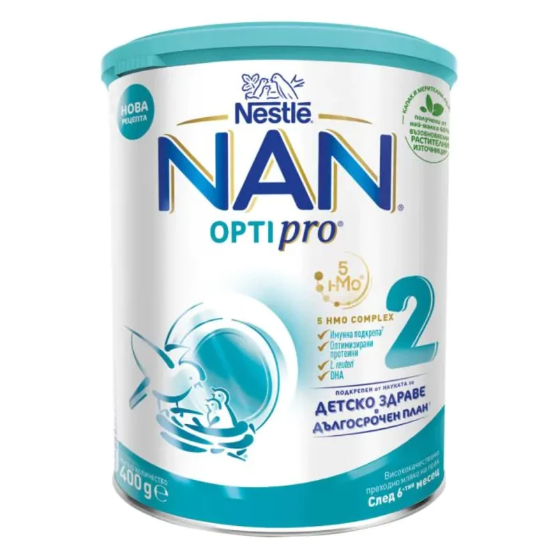 Nestle NAN Optipro 2 HM-O Висококачествено обогатено преходно мляко на прах 6+ месеца 400г