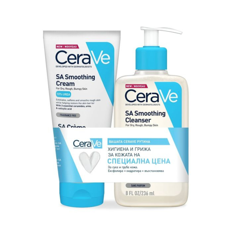 CeraVe SA Изграждащ крем 177мл +SA Изглаждащ Почистващ Гел 236мл.721336