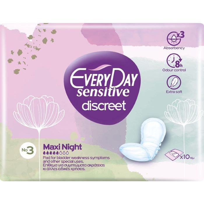 Everyday Sensitive Discreet Maxi Night Нощни превръзки за специална употреба x10 бр