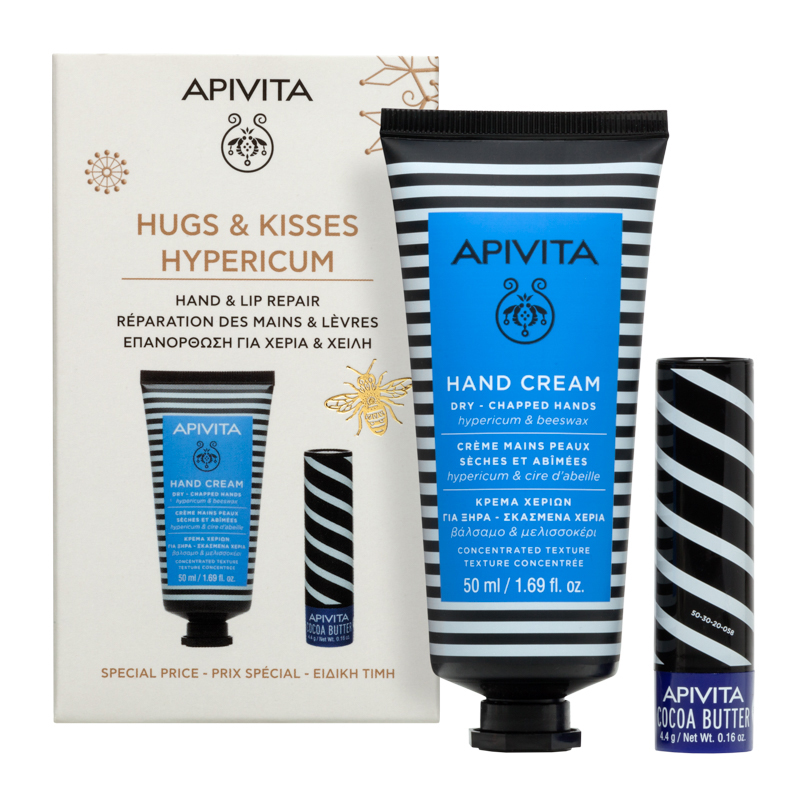 Apivite A Kiss On The Hand Hypericum Крем за ръце с жълт кантарион и пчелен восък 50мл+Стик за устни