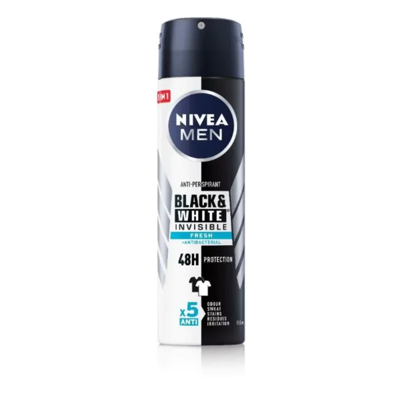 Nivea men дезодорант спрей мъжки invisible on blacк&amp;white fresh 150мл