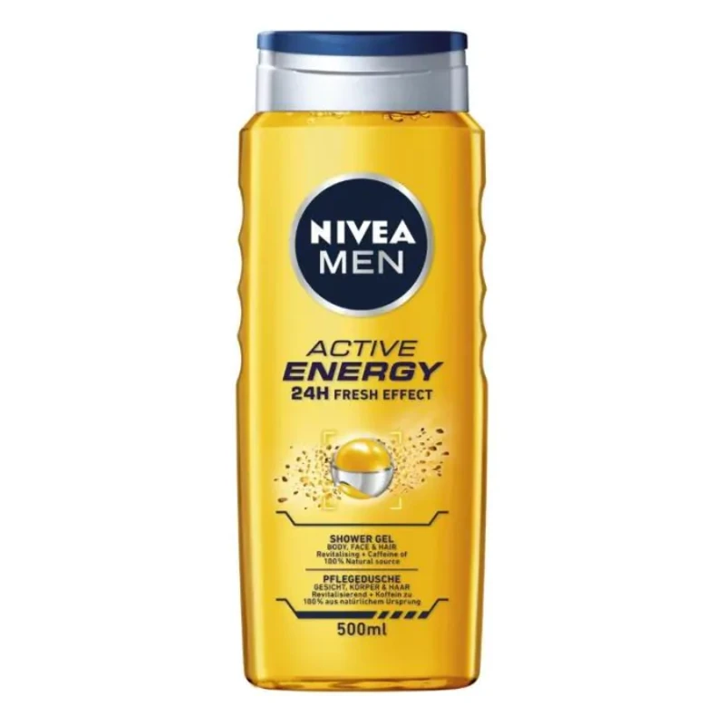 Nivea men active energy ревитализиращ душ-гел за мъже за тяло, лице и коса 500мл