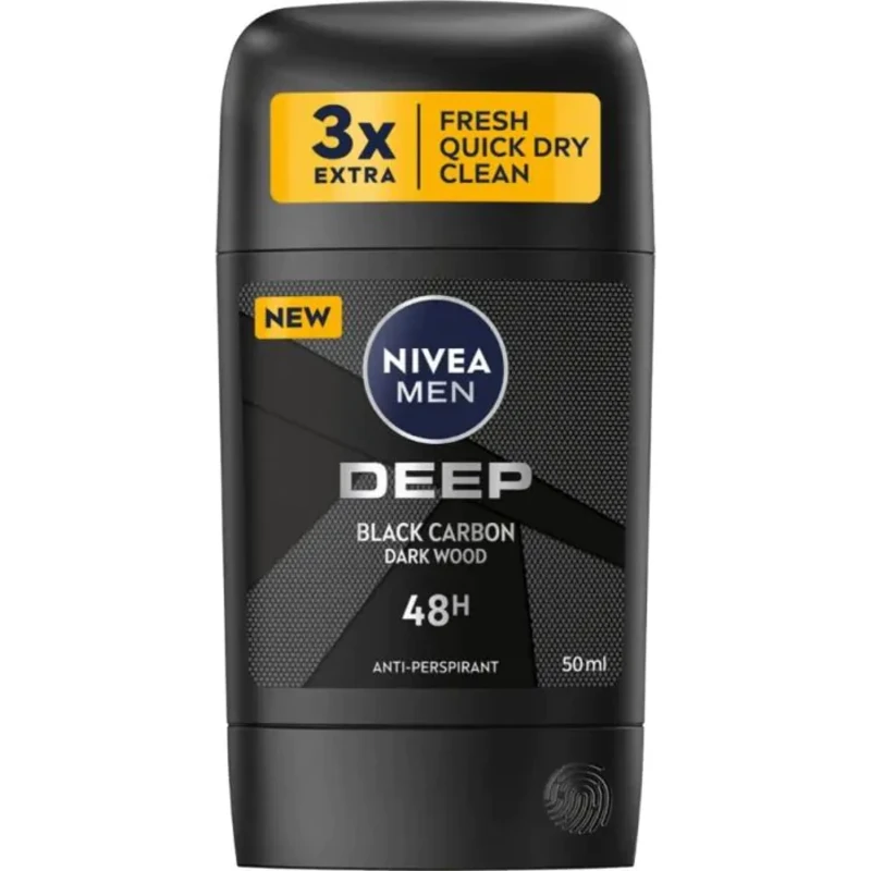 Nivea Men Deep Black Carbon Дезодорант стик против изпотяване за мъже 50 мл