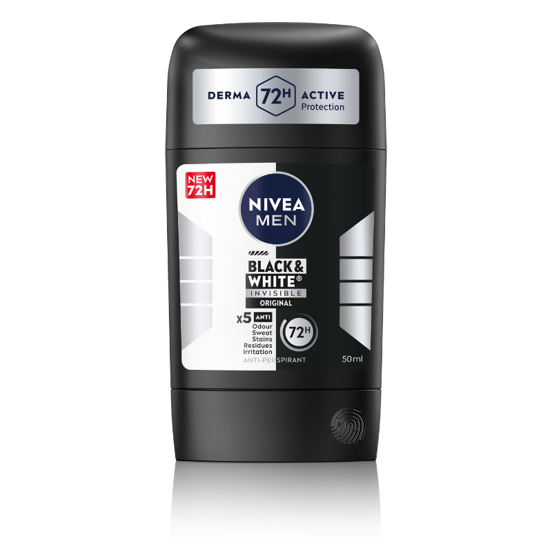 Nivea Men Black &amp; White Invisible Original Дезодорант стик против изпотяване за мъже 50 мл, Годен до: 31.7.2026 г.