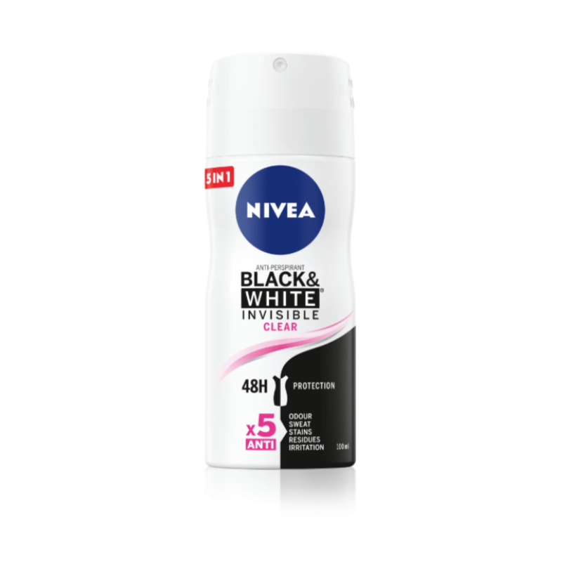 Nivea Black &amp; White Invisible Clear Дезодорант спрей против изпотяване за жени 100мл