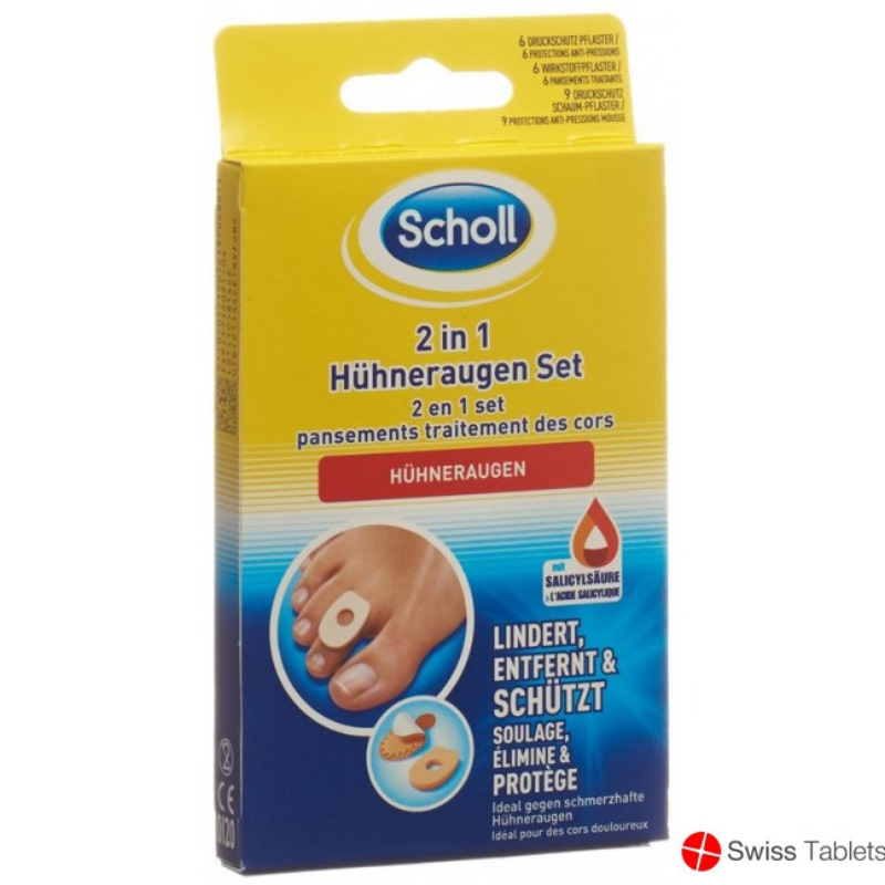 Scholl Комплект 2 в 1 за премахване на кокоши трън х6 броя