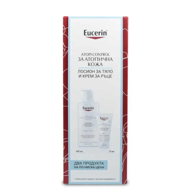 Eucerin AtopiControl лосион за тяло 400мл + крем за ръце 75мл комплект