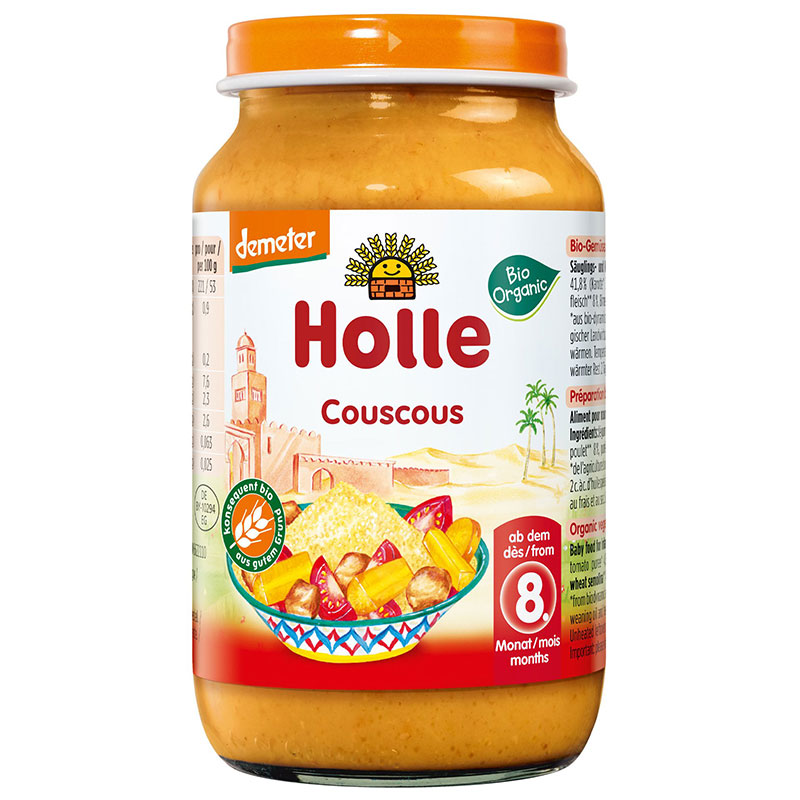 Holle Био зеленчуково пюре с пиле и кускус 8+ месеца 220г