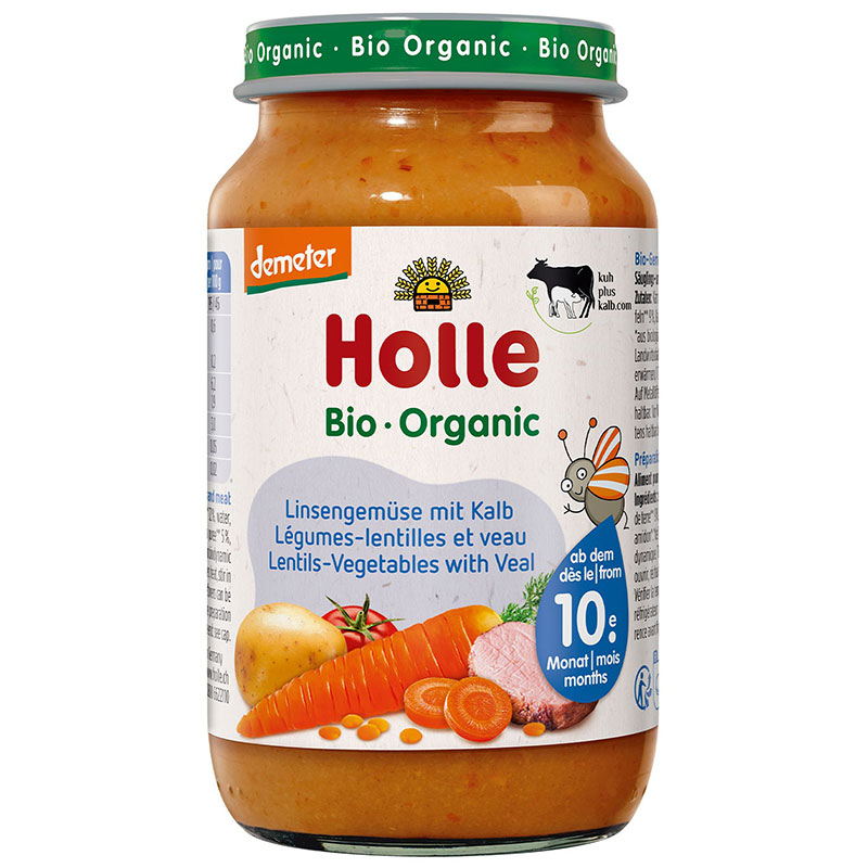 Holle Био зеленчуково пюре с телешко месо и леща 10+ месеца 220г
