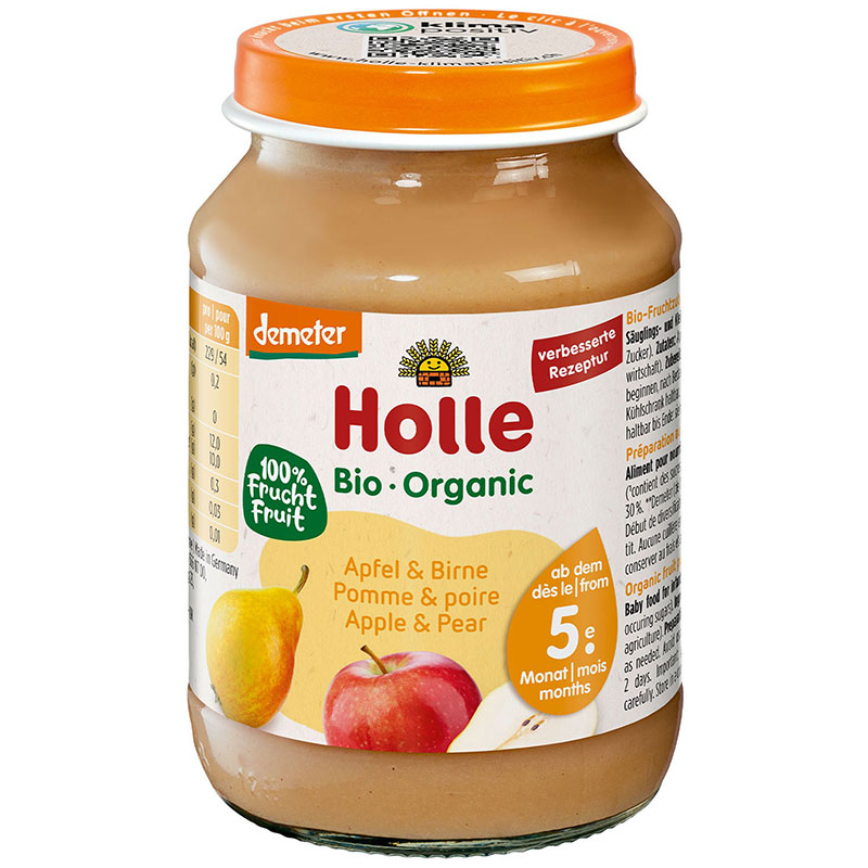 Holle Био пюре с ябълка и круша 5+ месеца 190г
