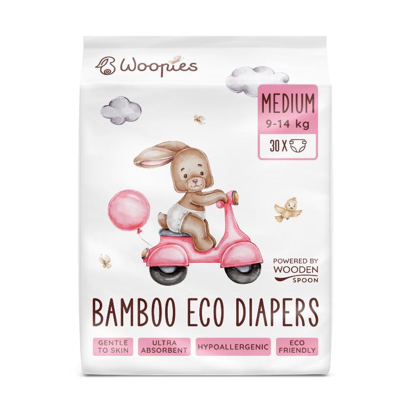 Wooden spoon Биоразградими пелени Woopies MEDIUM (9-14 kg) 30бр