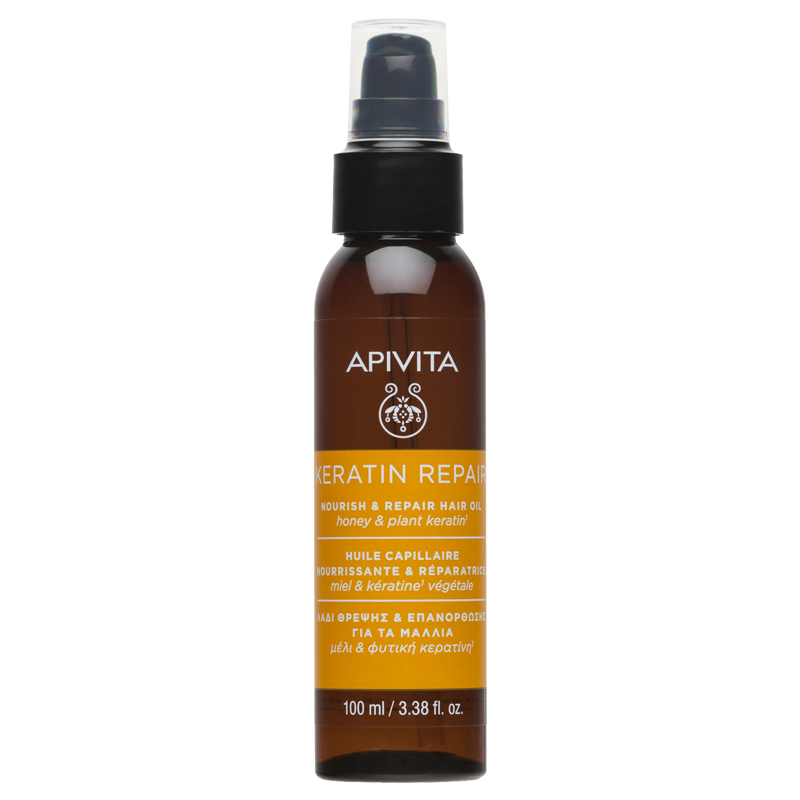 Apivita Keratin Repair Подхранващо и възстановяващо олио за суха и увредена коса 100мл