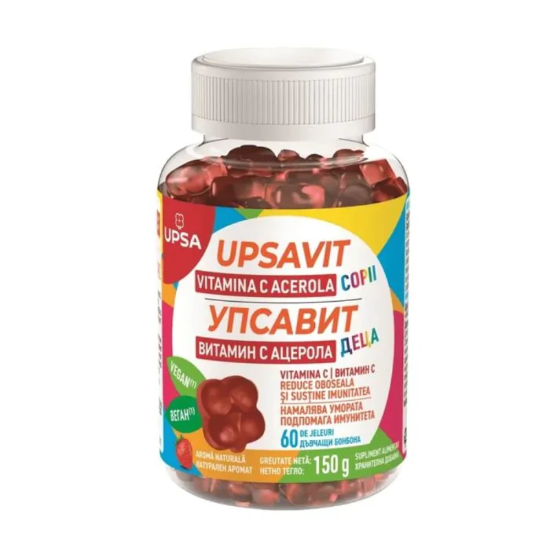 Упсавит витамин С с ацерола за деца 60 дъвчащи бонбони