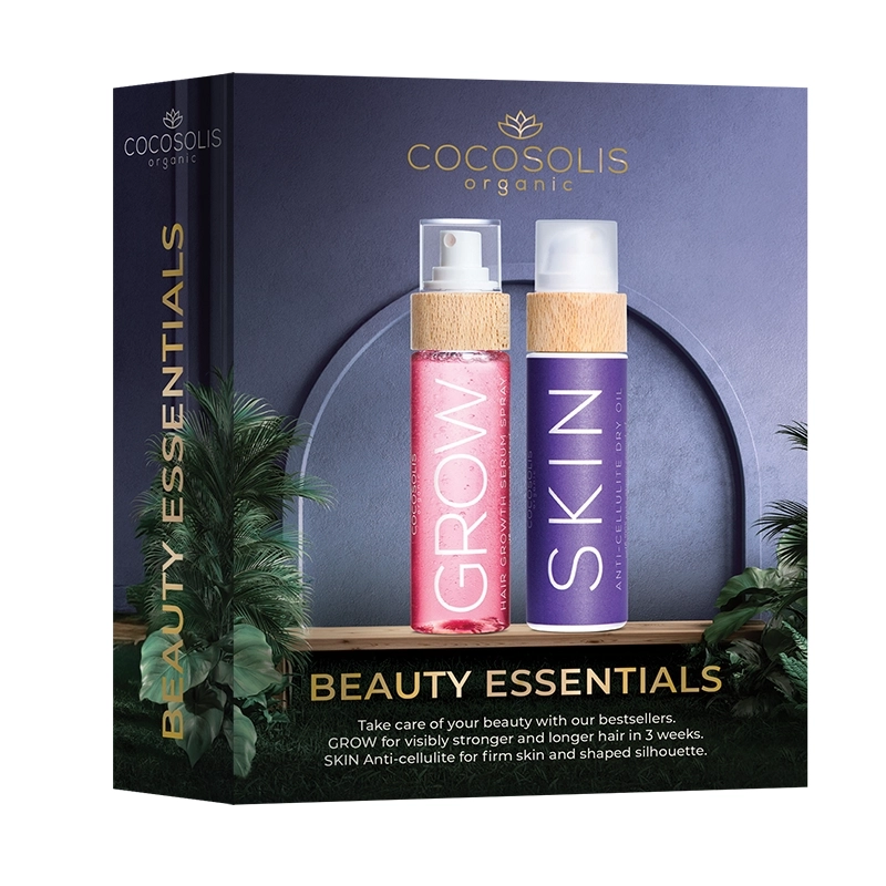 Cocosolis Beauty essentials подаръчен сет с антицелулитно масло и серум за бърз растеж на косата