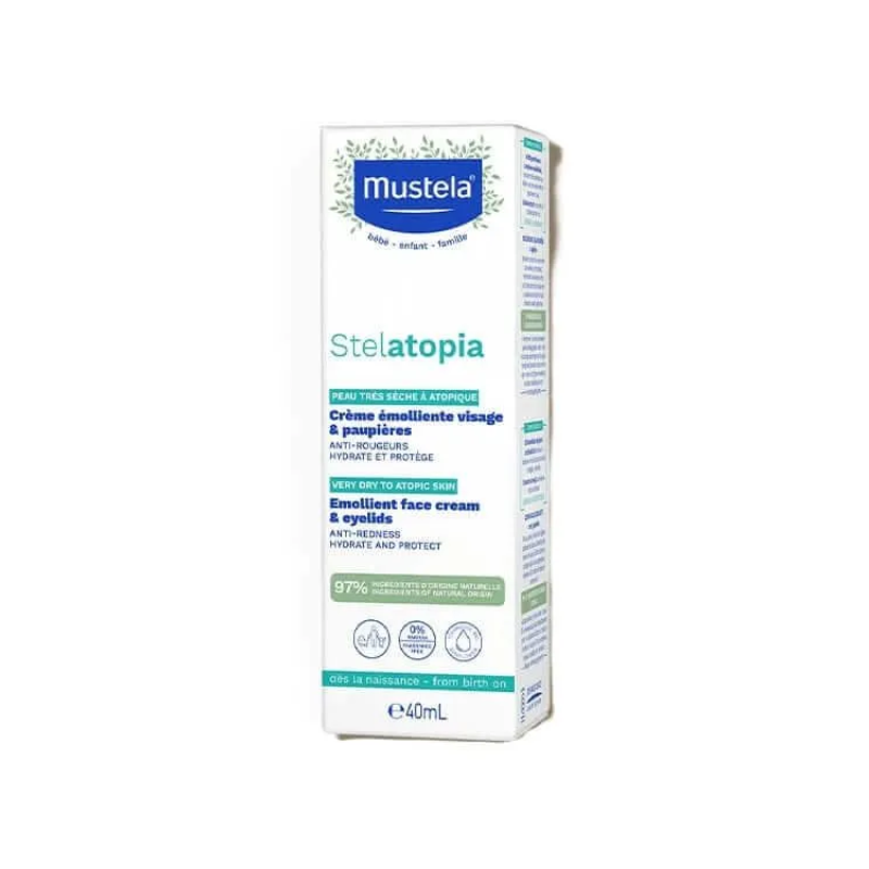 Mustela Stelatopia Емолиентен крем за лице и клепачи 40 мл