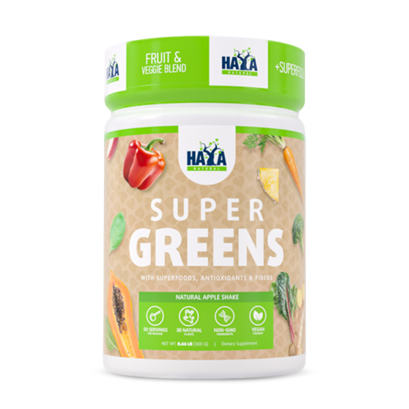Haya Labs Super greens Зелена храна Натурален ябълков шейк 300г
