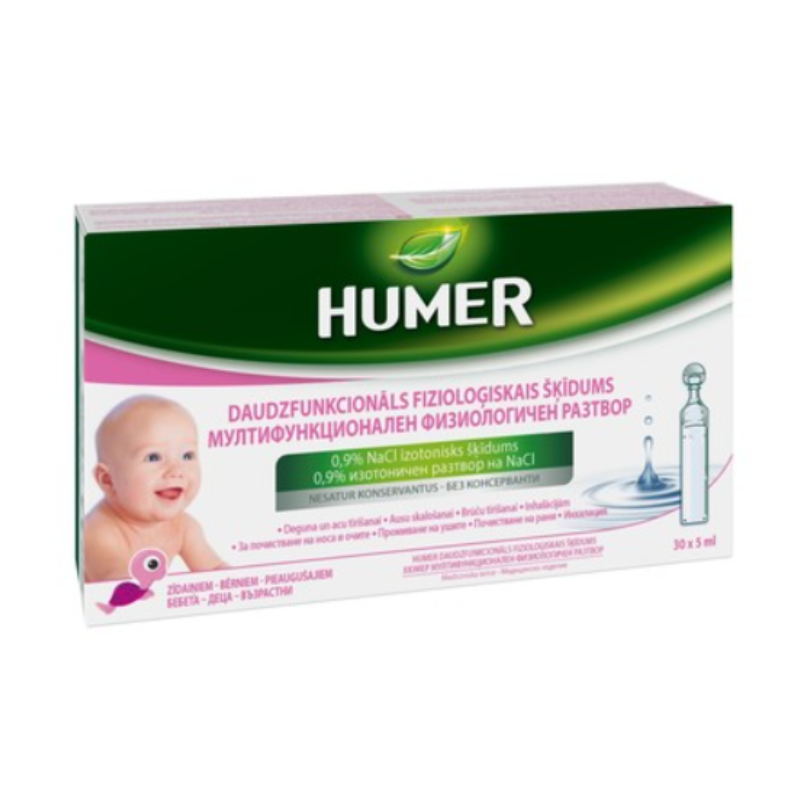 Хюмер физиологичен разтвор стерилен за почистванe дози 5мл х30