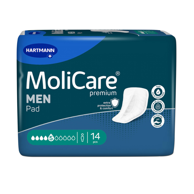MoliCare Premium Men Абсорбиращи подложки за мъже 5 капки 14 броя Hartmann