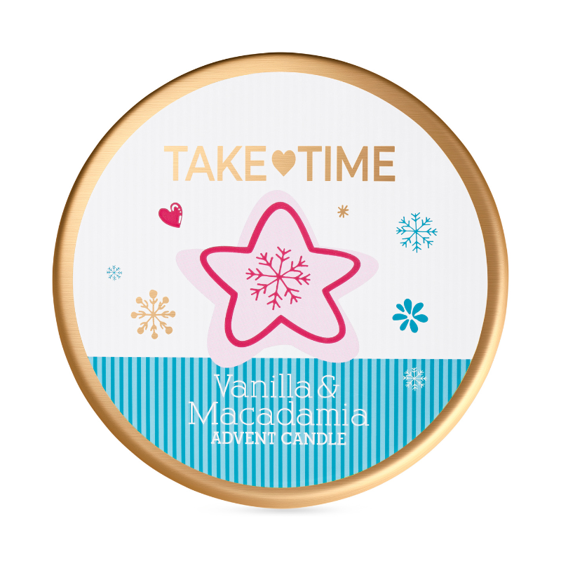 TAKE TIME Зимна свещ Ванилия и макадамия 360г