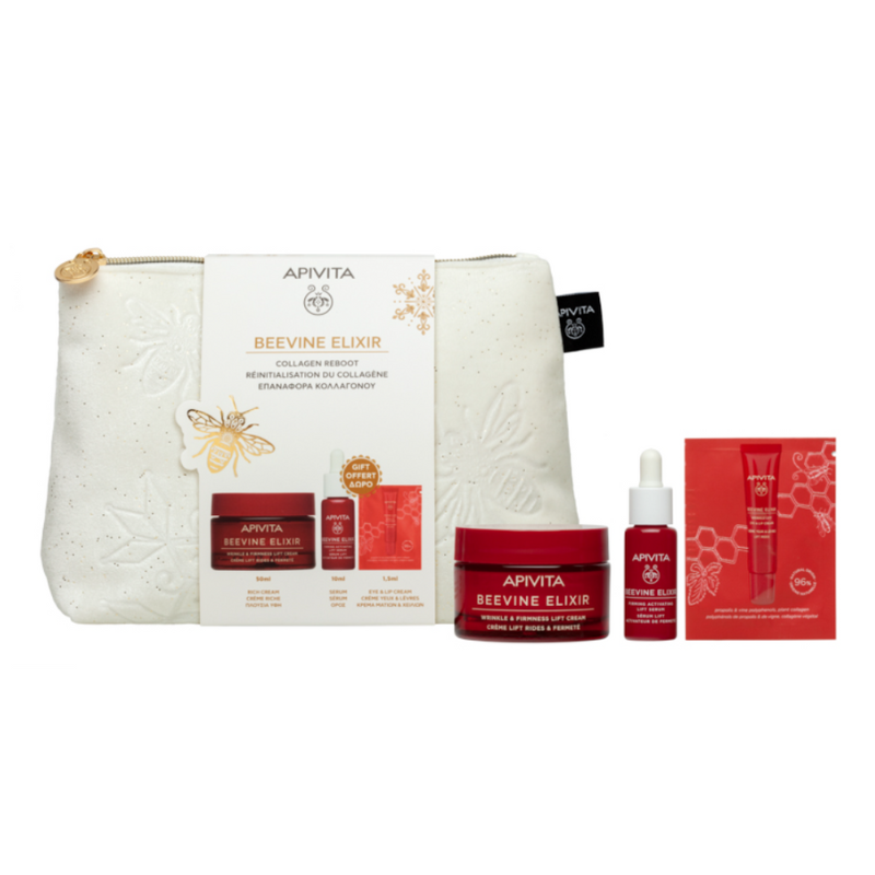 Комплект Apivita Beevine elixir Дневен крем с богата текстура 50мл + Серум 10мл + Крем за очен конту