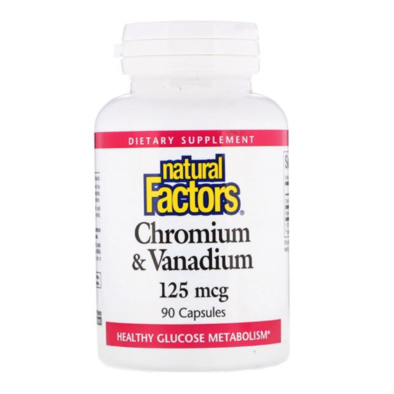 Хром и Ванадий капсули за нормален метаболизъм 125мкг х90 Natural Factors