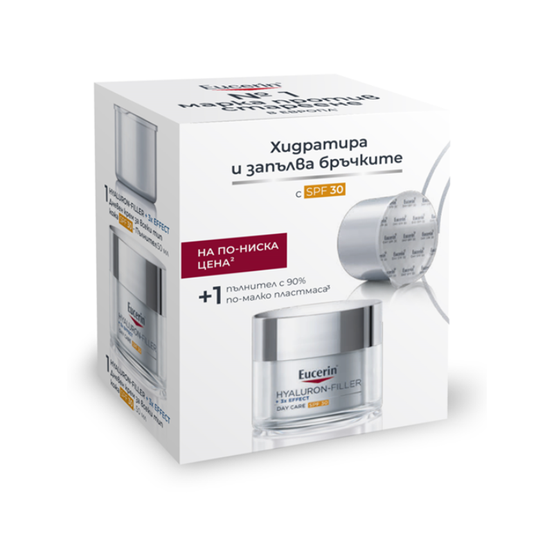 Комплект Eucerin Hyaluron-Filler Дневен крем SPF30 50мл + Дневен крем SPF30 Рефил 50мл
