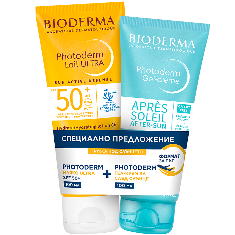 Комплект Bioderma Pro Photoderm Мляко ултра SPF 50+ 100 мл + Апре Солей 100 мл