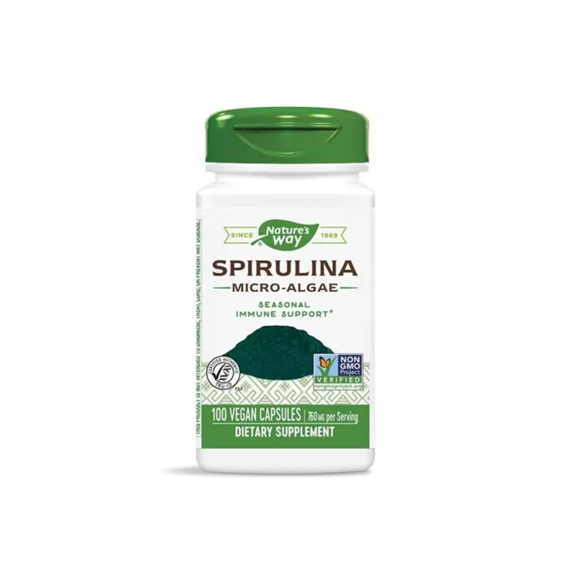 Спирулина капсули за поддържане на здравословен, балансиран режим на хранене 380мг х100 Nature&#039;s Way