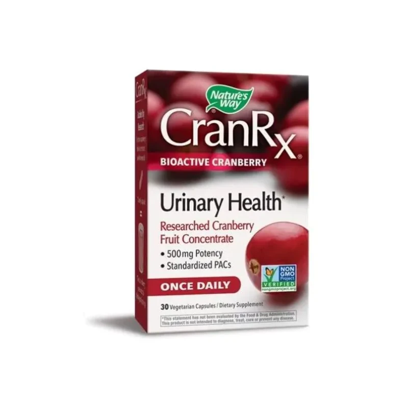 CRAN Rx Биоактивна Червена боровинка капсули за уринарния тракт 500мг х30 Nature&#039;s Way