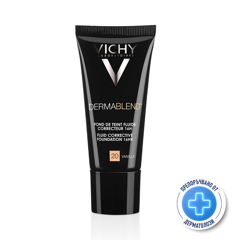 Vichy dermablend фон дьо тен 20 флуид коригиращ 30мл./ванилия/ 572385, Годен до: 31.3.2027 г.