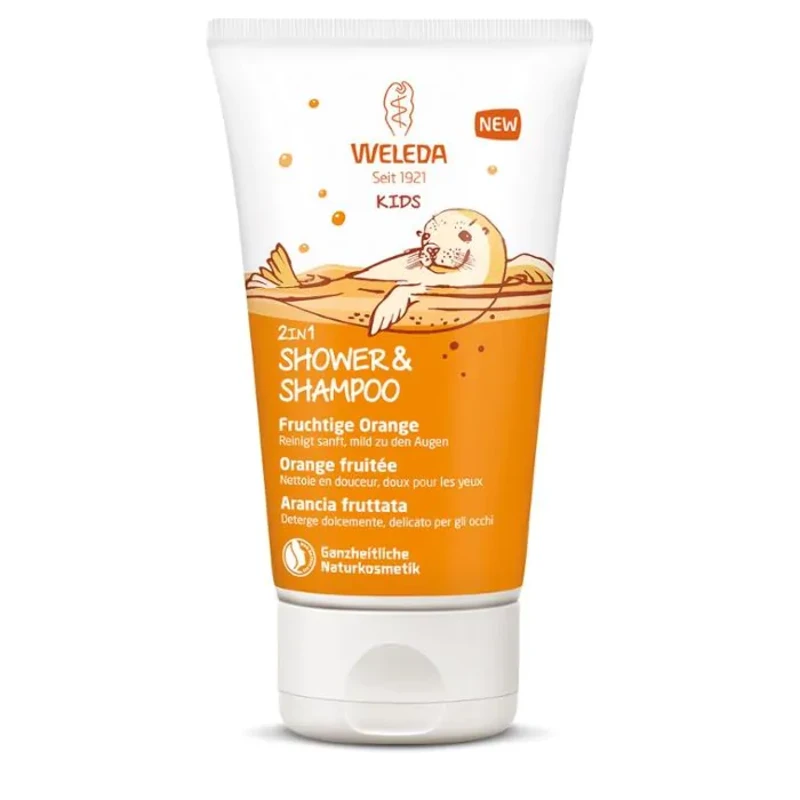 Weleda душ гел &amp; шампоан за деца 150мл /портокал/