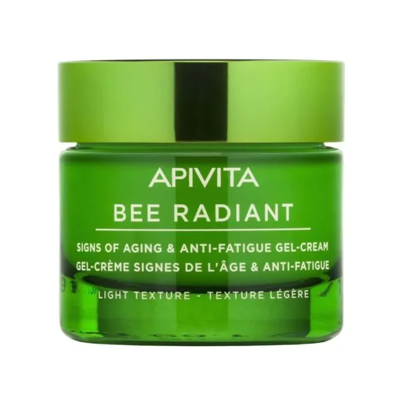 Apivita bee radiant гел-крем против стареене и признаци на умора - лека текстура с бял божур и патен