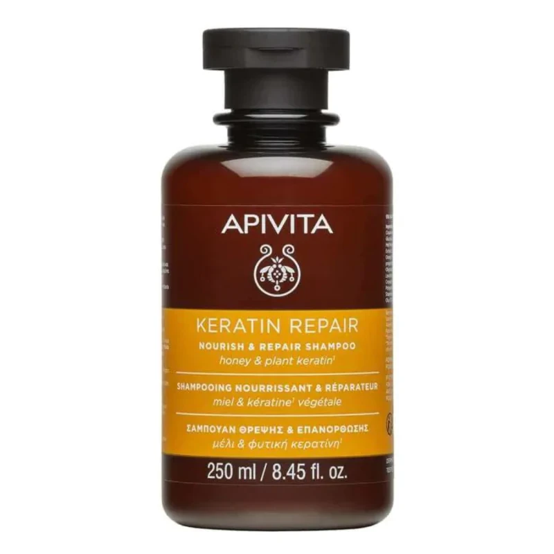 Apivita nourish &amp; repair подхранващ и възстановяващ шампоан за суха и увредена коса с маслина и мед