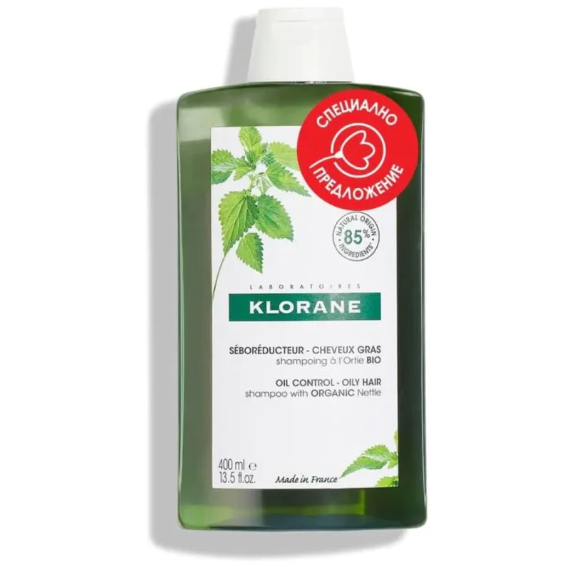 Klorane шампоан с органична коприва за мазна коса 400ml
