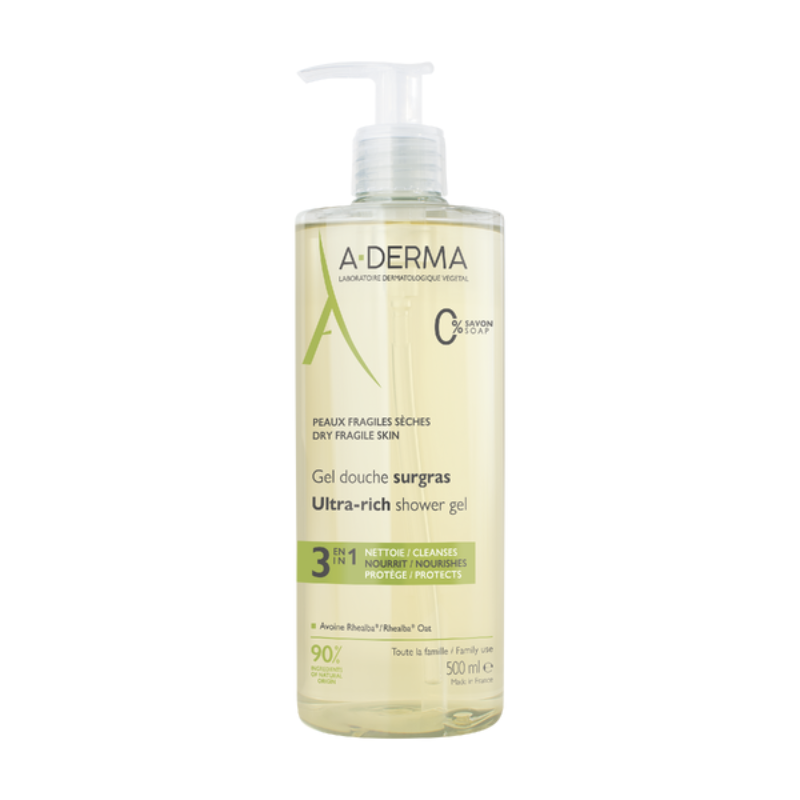 A-derma свръхобогатен душ гел за суха кожа 500ml