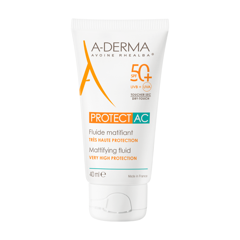 A-derma protect ac матиращ флуид spf50+ за мазна кожа, склонна към акне 40ml