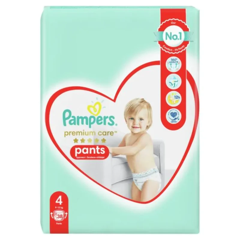 Pampers premium care пелени-гащи vp размер 4 /9-15кг./ х38