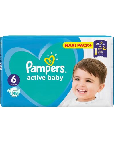 Pampers active baby пелени mp+ размер 6 /13-18кг./х48