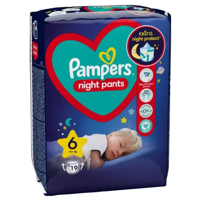 Pampers night пелени-гащи vp размер 6 / 15+кг./ х19