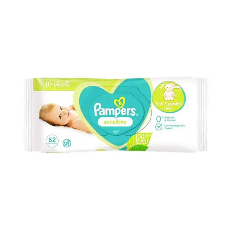 Pampers sensitive бебешки мокри кърпички х52