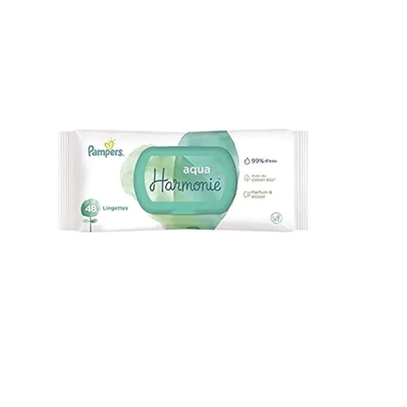 Pampers harmonie aqua бебешки мокри кърпички х48 без пластмаса