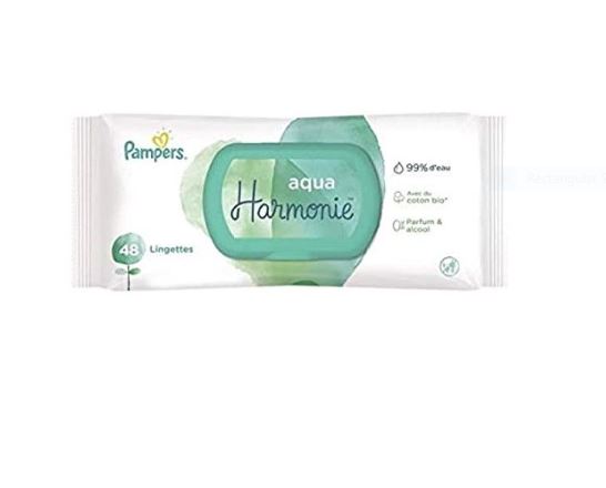 Pampers harmonie aqua бебешки мокри кърпички 3х48 без пластмаса