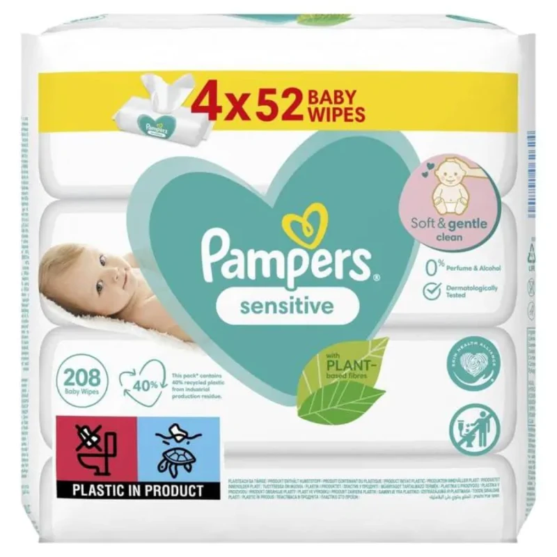 Pampers sensitive бебешки мокри кърпички 4х52