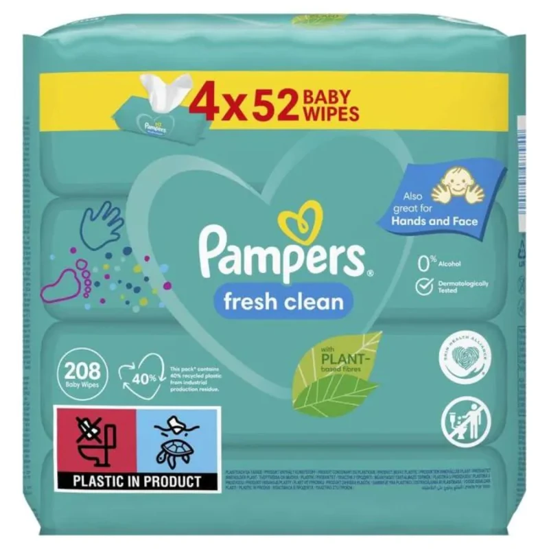 Pampers fresh бебешки мокри кърпички 4х52