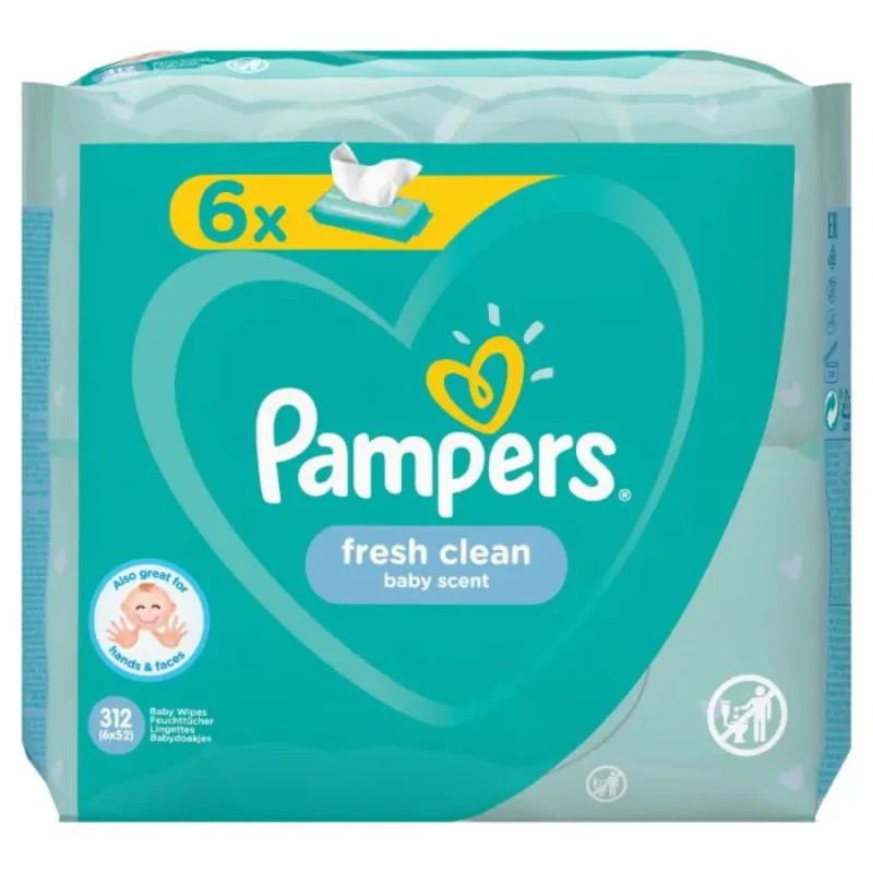 Pampers fresh бебешки мокри кърпички 6х52
