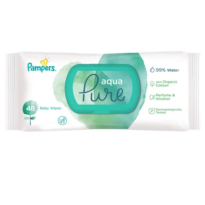 Pampers pure aqua бебешки мокри кърпички 3х48